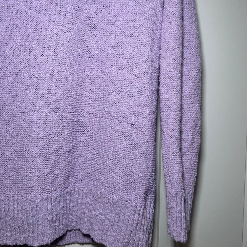 L.L. Bean Womens Lavender Purple Textured Knit Raglan Crewneck Sweater Size M - Picture 2 of 4